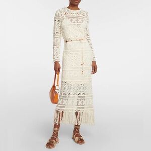 Zimmermann NEW Cira Ivory Ribbon Lace Crochet Midi Dress Size 1 / US 6